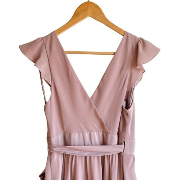 BHLDN Hitherto Sydney Wrap Dress Size 6 Mauve Pink Cap Sleeve Bridesmaids - Picture 6 of 15